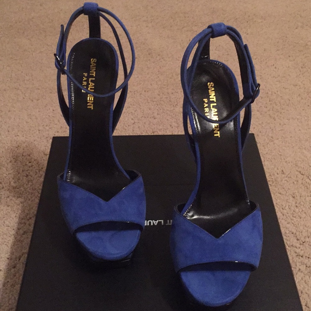 Authentic Blue Suede Saint Laurent Heels